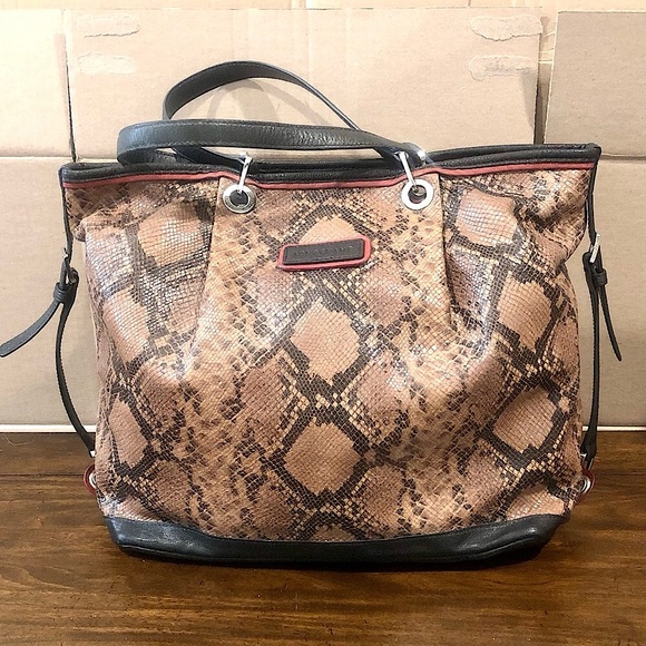 LONGCHAMP Python Leather Snakeskin Shoulder Bag with Key Chain & Silver Hardware - Picture 1 of 17